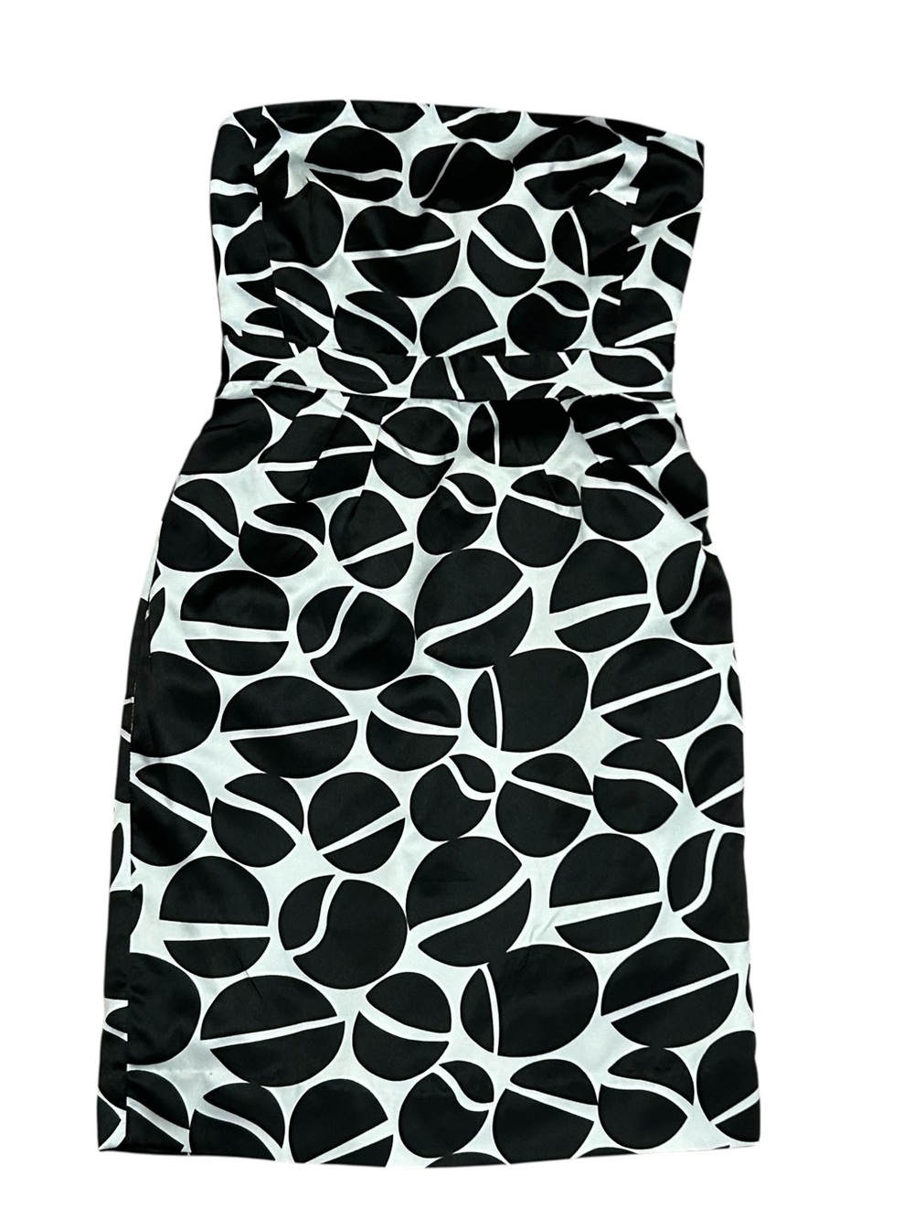 Banana Republic Strapless Cocktail Dress Black White Circles Size 6 Women’s